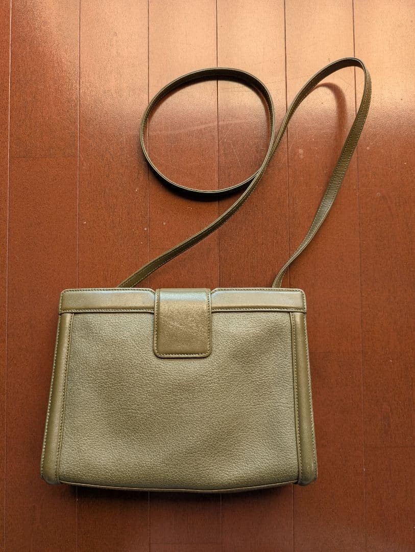GUCCI Leather Shoulder Bag Olive green Women Auth 2.95 x 3.93 x 0.98inch