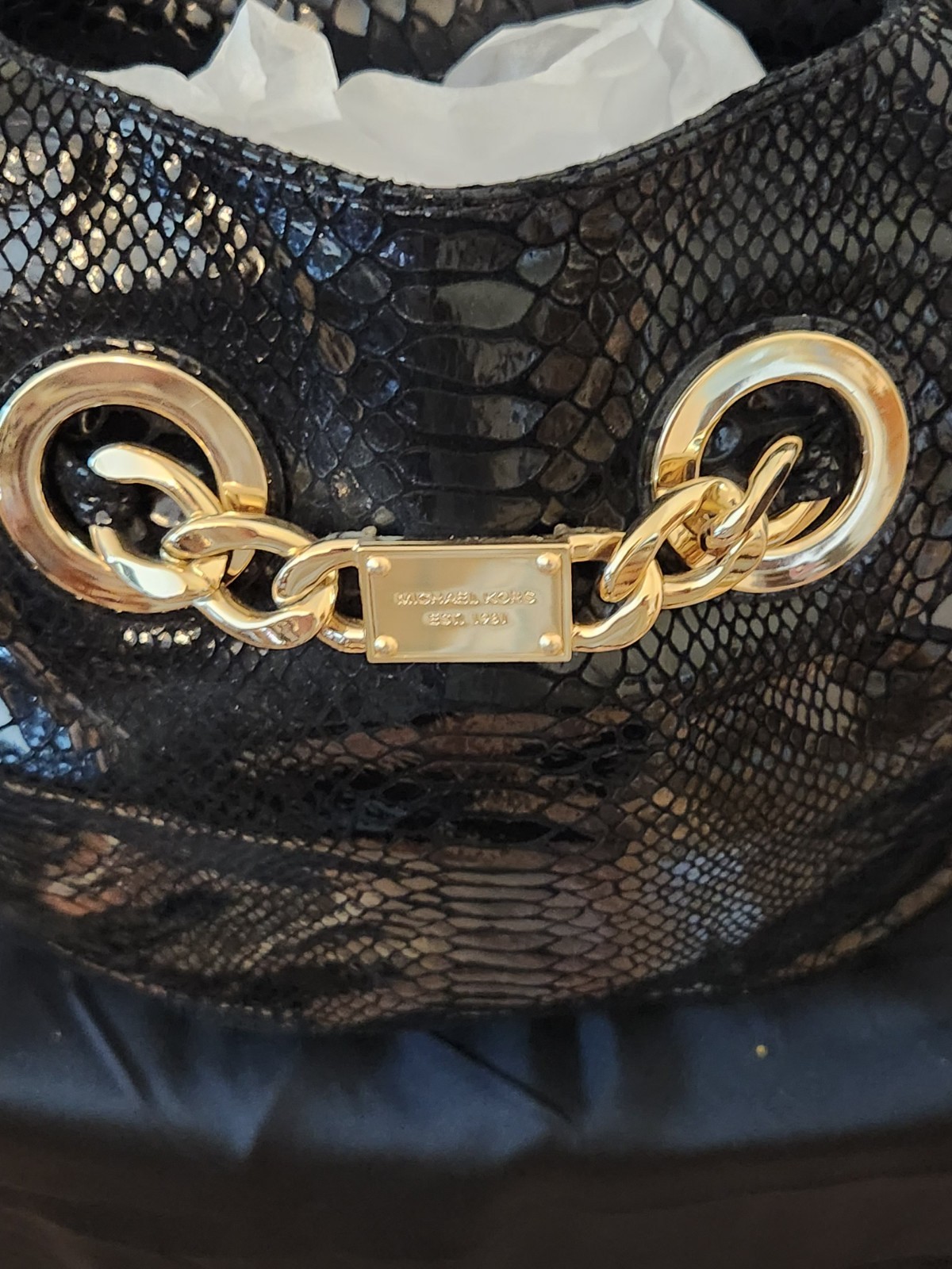 Michael Kors Python -Embossed Leather shoulder bag Lilly Fulton Collection