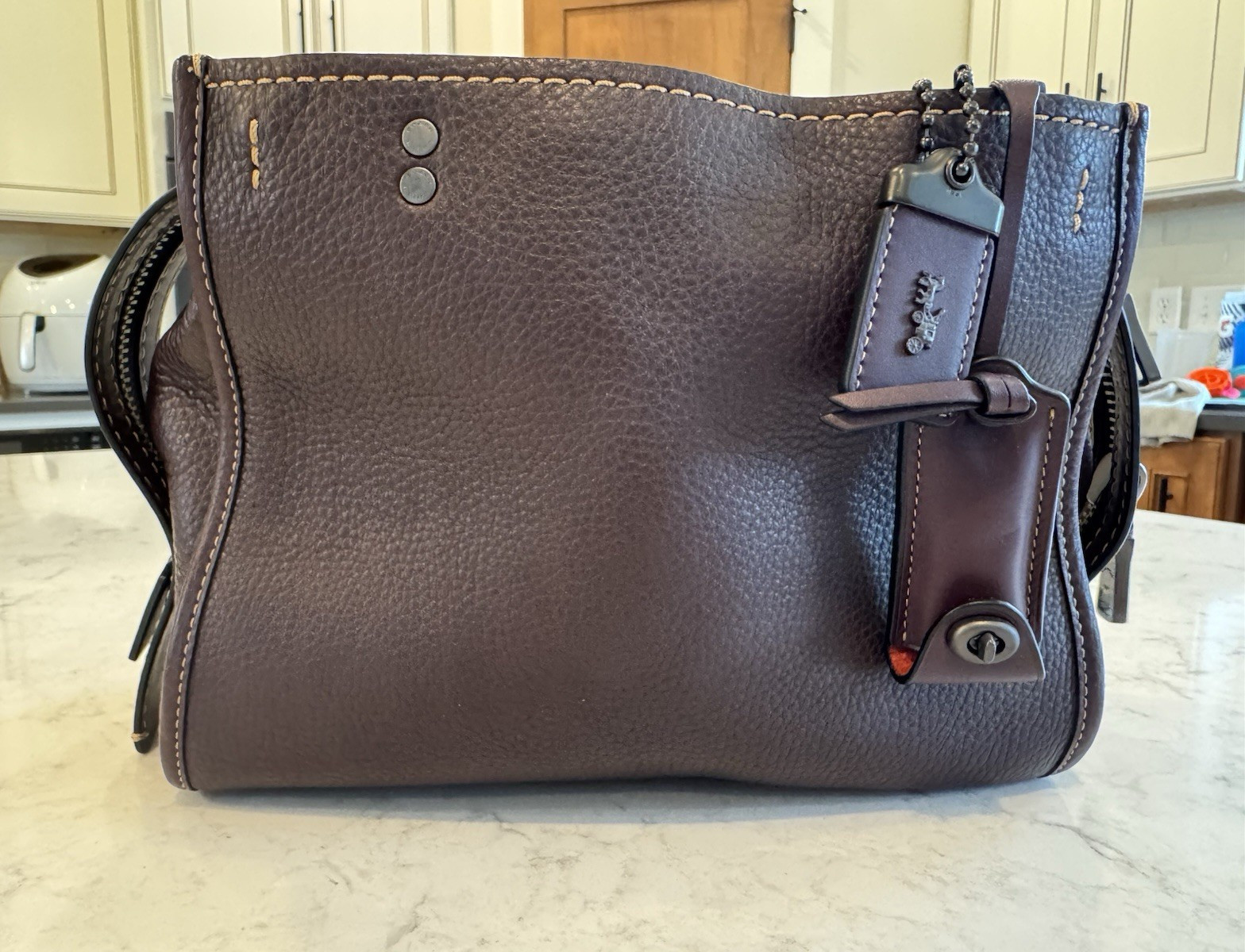 Coach Rogue 25 oxblood red Pebbled leather Satchel Top/shoulder Handle Zip Bag