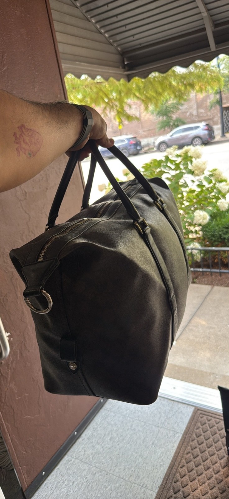 Coach Trekker Bag in Signature Canvas Tan/Black Antique Nickel (77922)