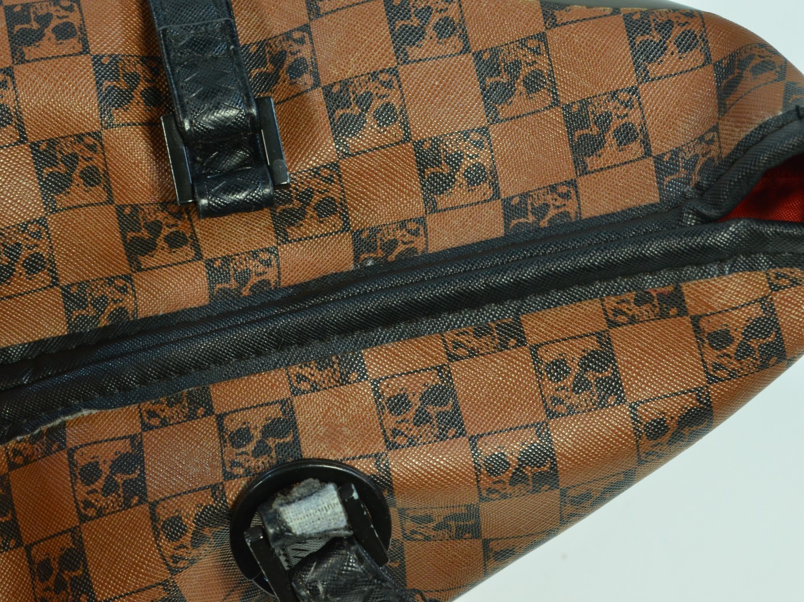 Sprayground Shark Skulls Checkerboard Brown Purse Bag Tote Rare