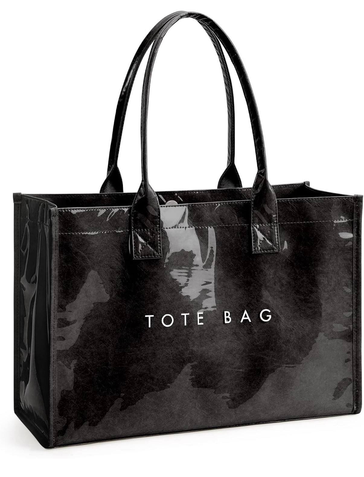KALIDI PVC Kraft Paper Tote Bag Women’s Handbags Purse Black