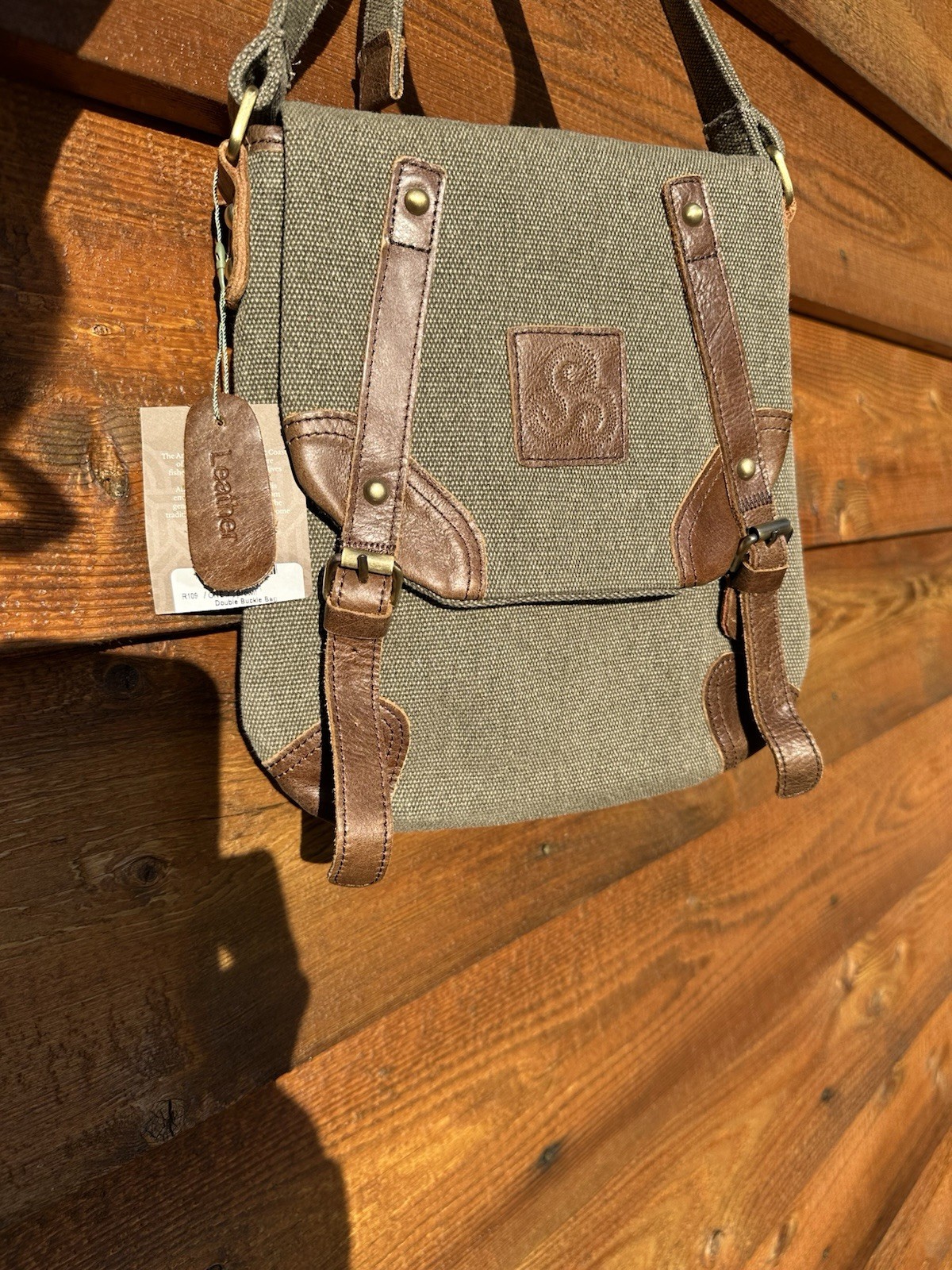 Aran Woollen Mills Traditional Tweed And Leather Crossbody Bag w Buckle Snaps