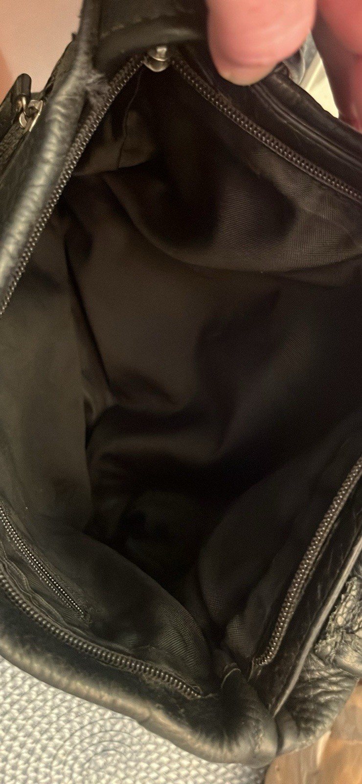 Stone Mountain Leather Black Pebbled Shoulder Bag Medium