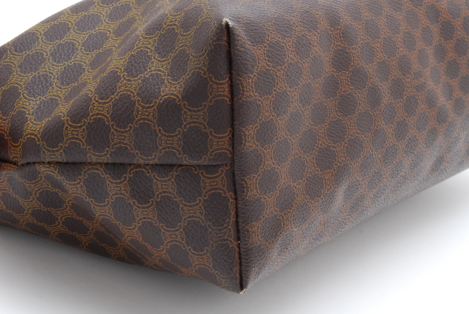 CELINE Pouch Clutch Hand bag Purse Macadam Brown PVC Leather