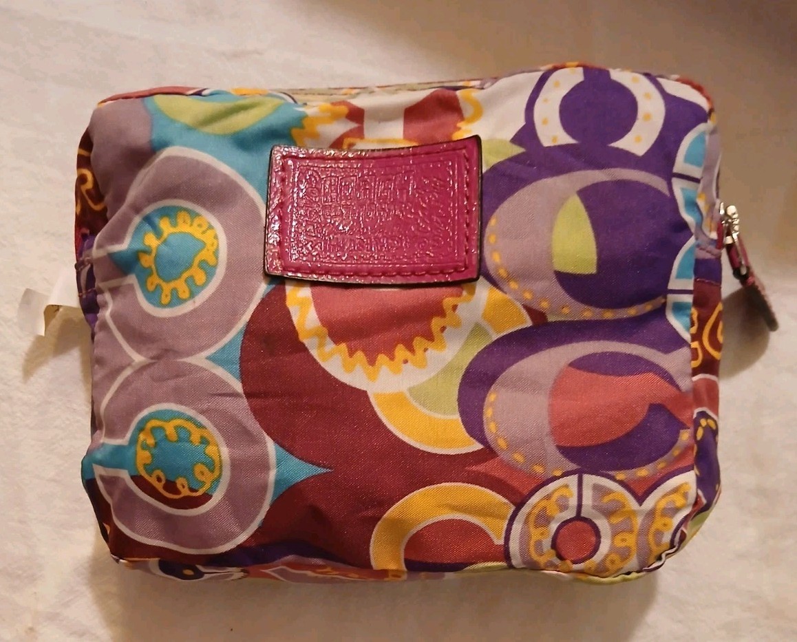 Coach Poppy Glam Signature Print Zip Away Packable Nylon Hobo Tote Shopping Bag
