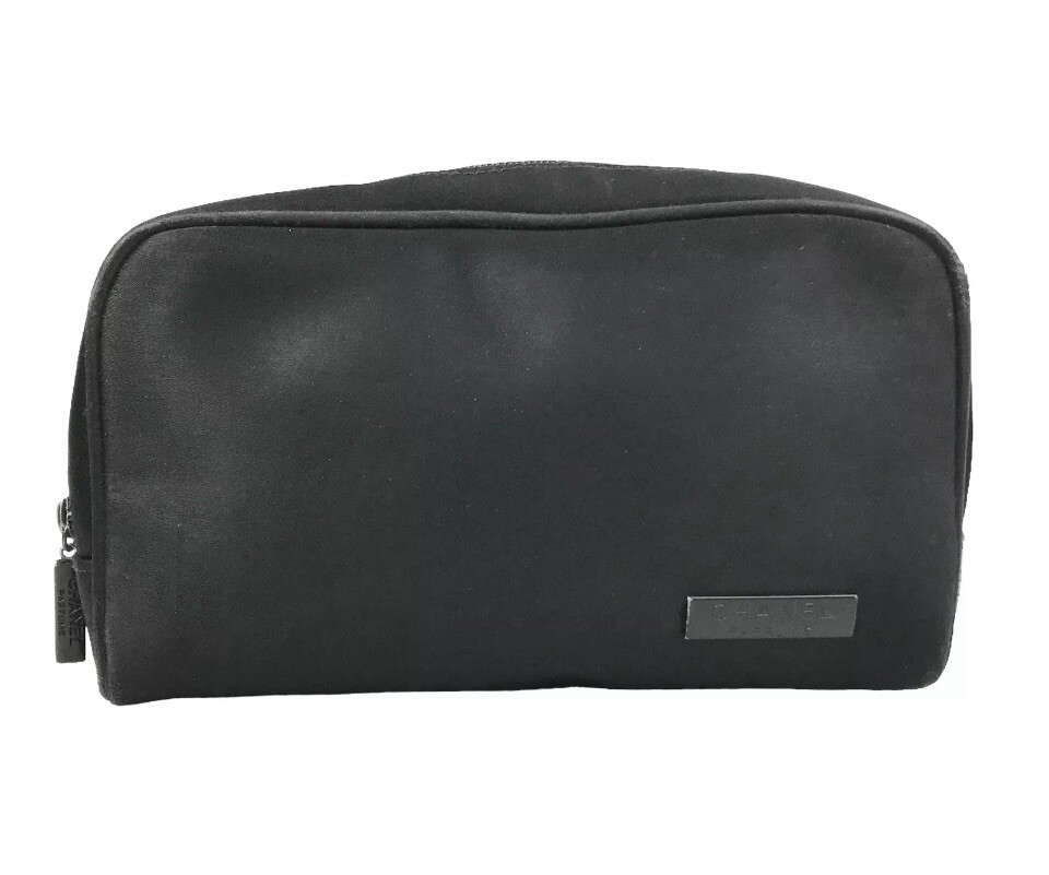 CHANEL Bag Pouch Clutch bag Black Nylon Authentic