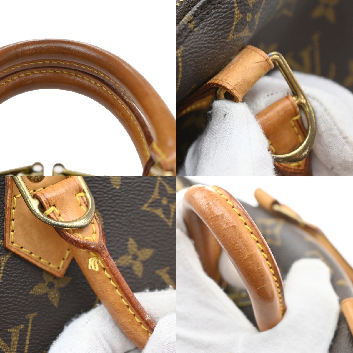 LOUIS VUITTON LV Logo Alma Hand Bag Monogram Leather Brown France M51130 77CB080