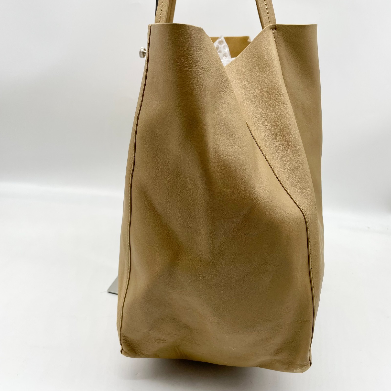 Celine Handbag Horizontal Cabas tote bag Beige Leather Shoulder bag Y2K Auth