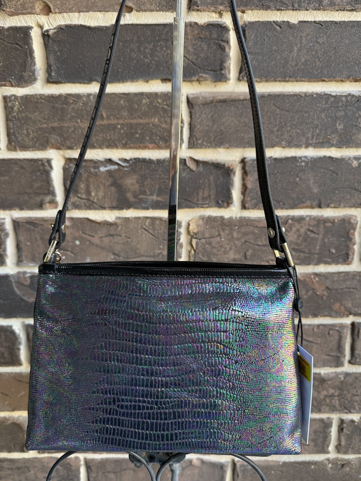 NWT $185 Brahmin LORELEI Shoulder Bag Multi Symphonic Leather lizard holographic