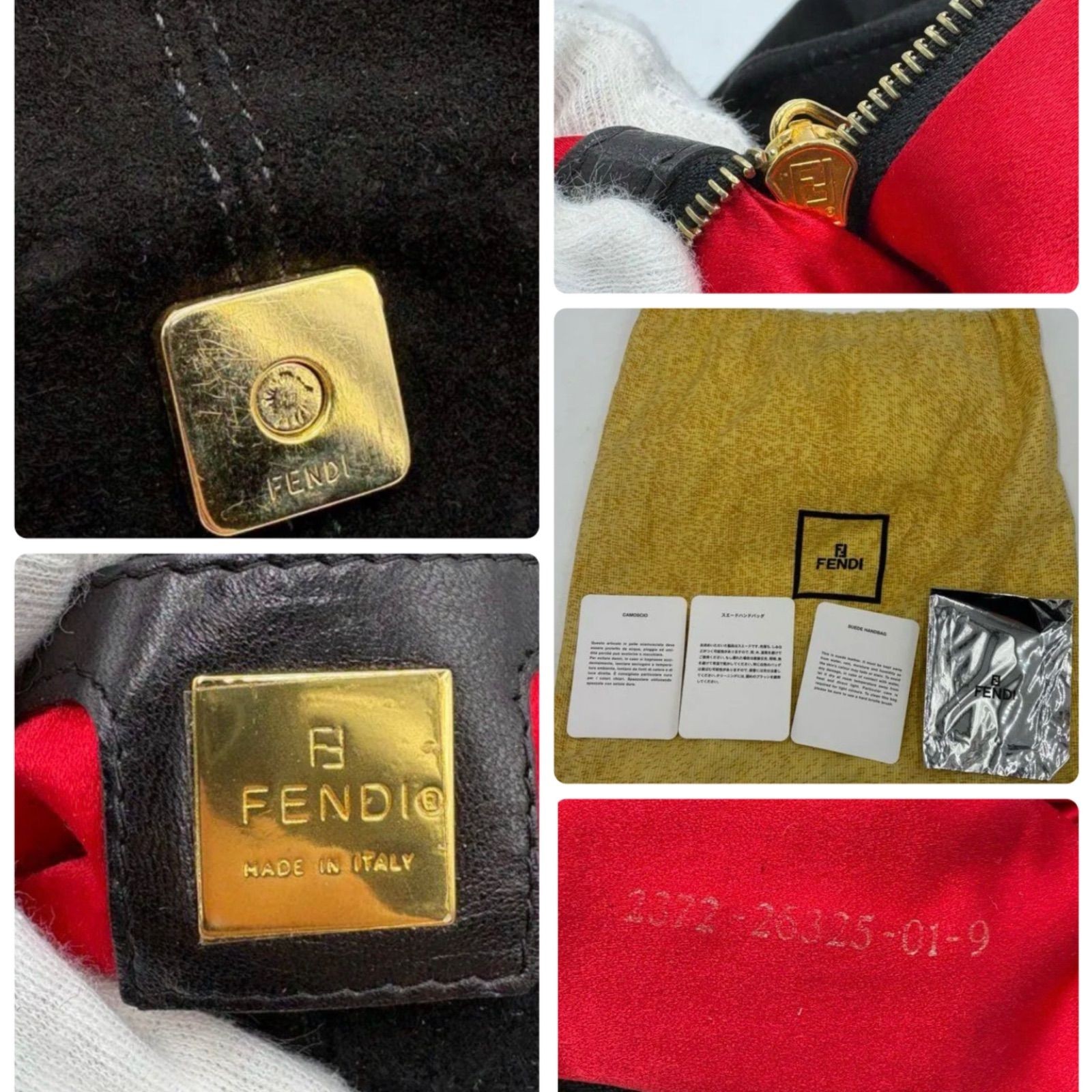 Auth FENDI Mamma Bucket Glitter FF Hardware Shoulder Bag Suede 26325 2Y9647