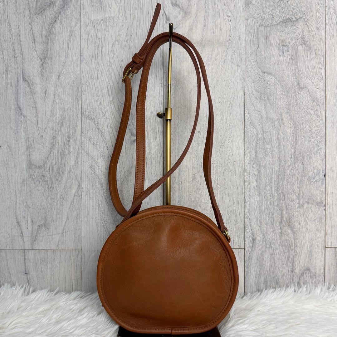 COACH 117 Old Leather Shoulder Bag Brown 18cm Women Used Bag Japan Logo Charm