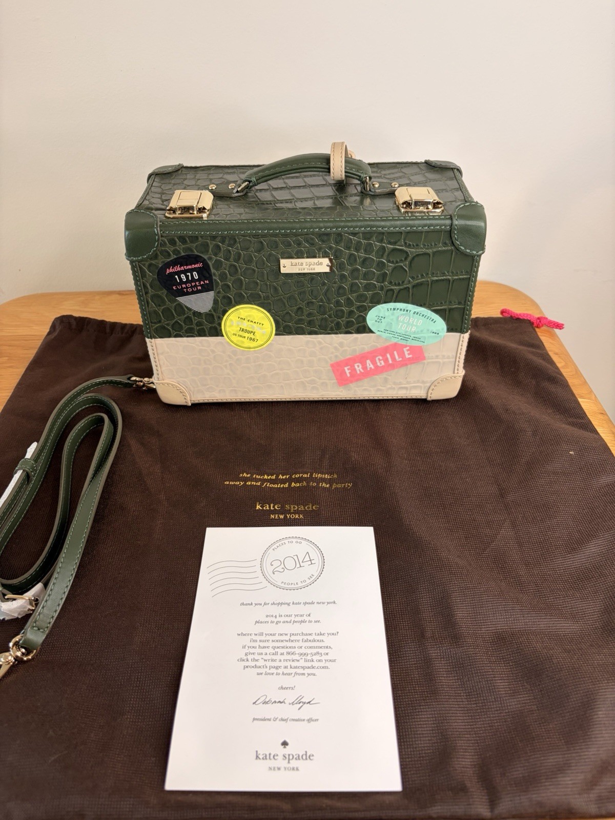 Kate Spade Smoke & Mirrors Corbin Travel Trunk Bag NWT PXRU5036 Green