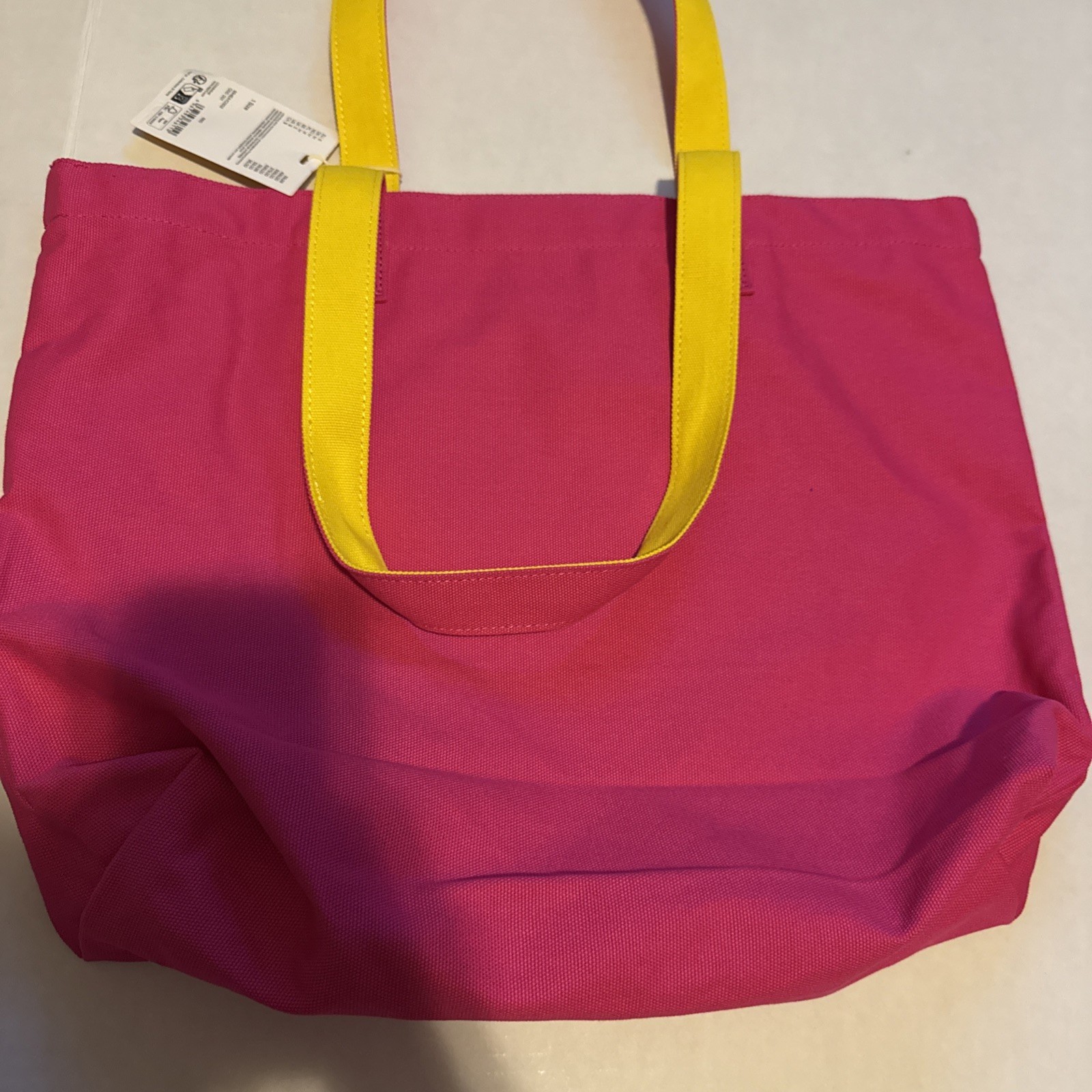 ESPRIT 90’s Style Pink & Yellow & White Canvas Logo Tote Authentic NWT