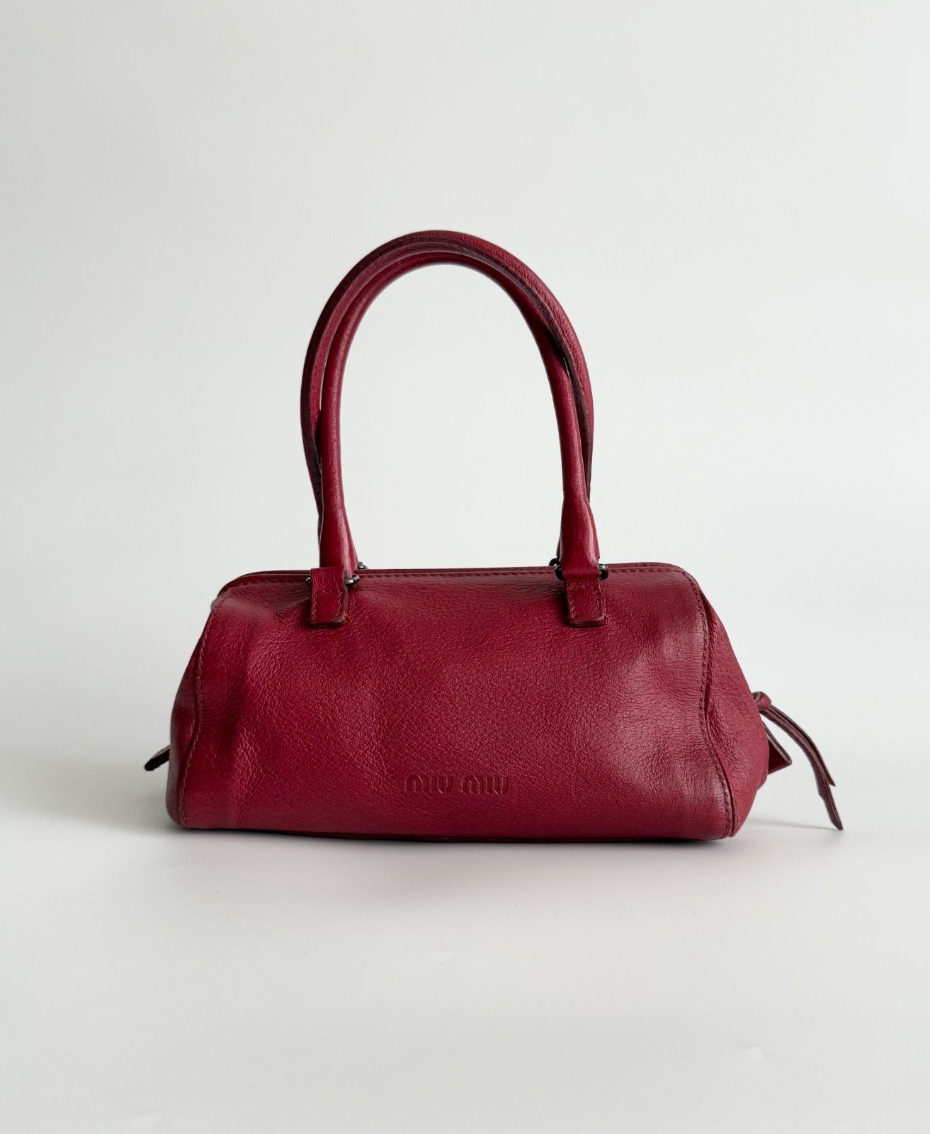Miu Miu 2000s Mini Square Leather Hand Bag 22.5cmx17cm Vintage Y2K Rare Japan