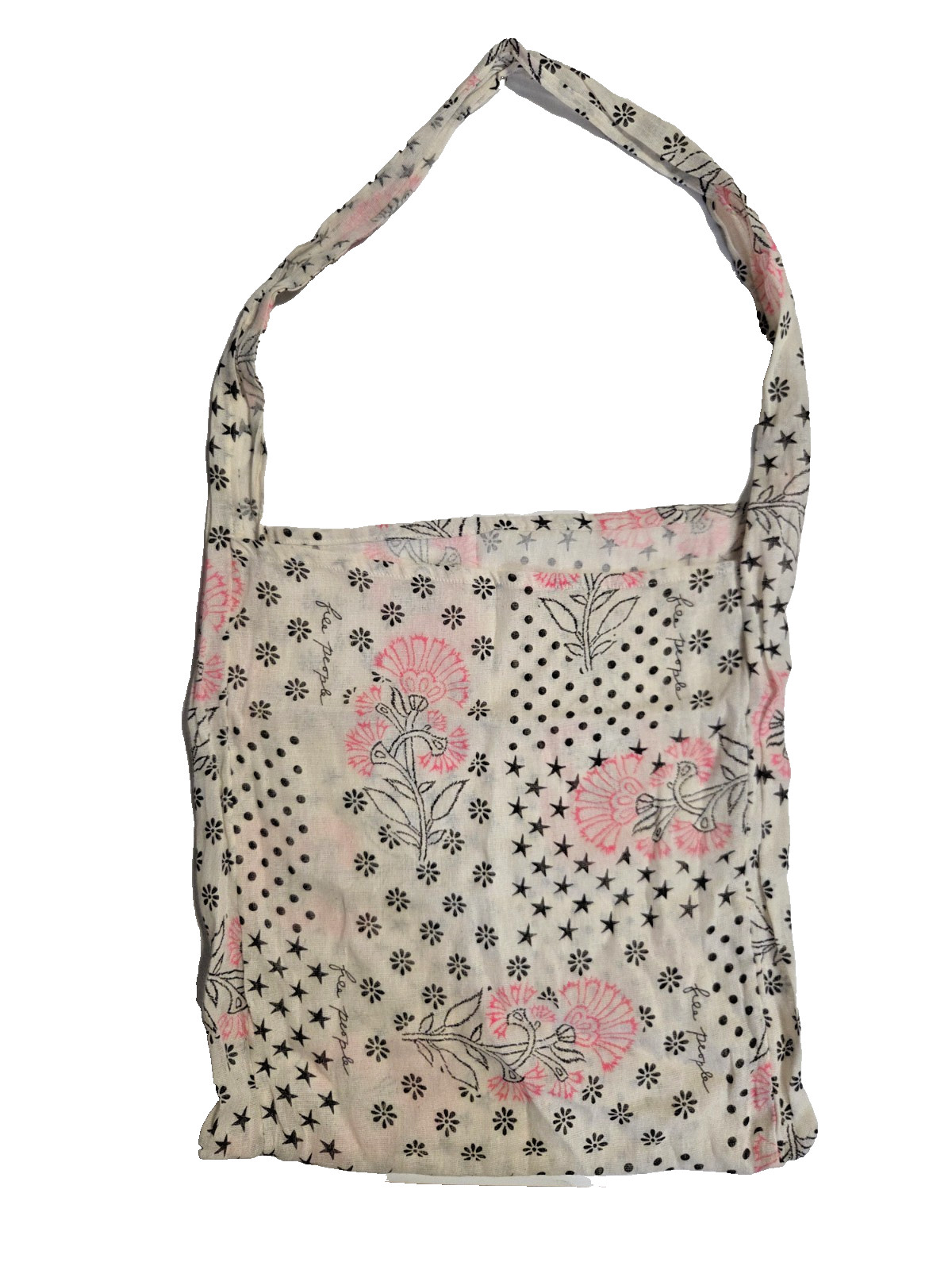 Free People Bag Fabric Shoulder Strap Sheer Mesh Beige Pink Black NWOT Unisex