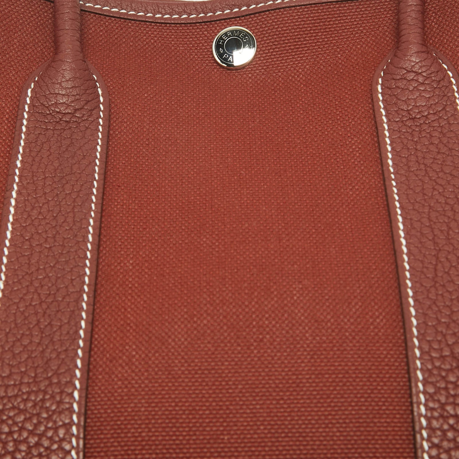 Hermes Garden Party 30 Rouge H Militaire Toile and Negonda Leather Tote