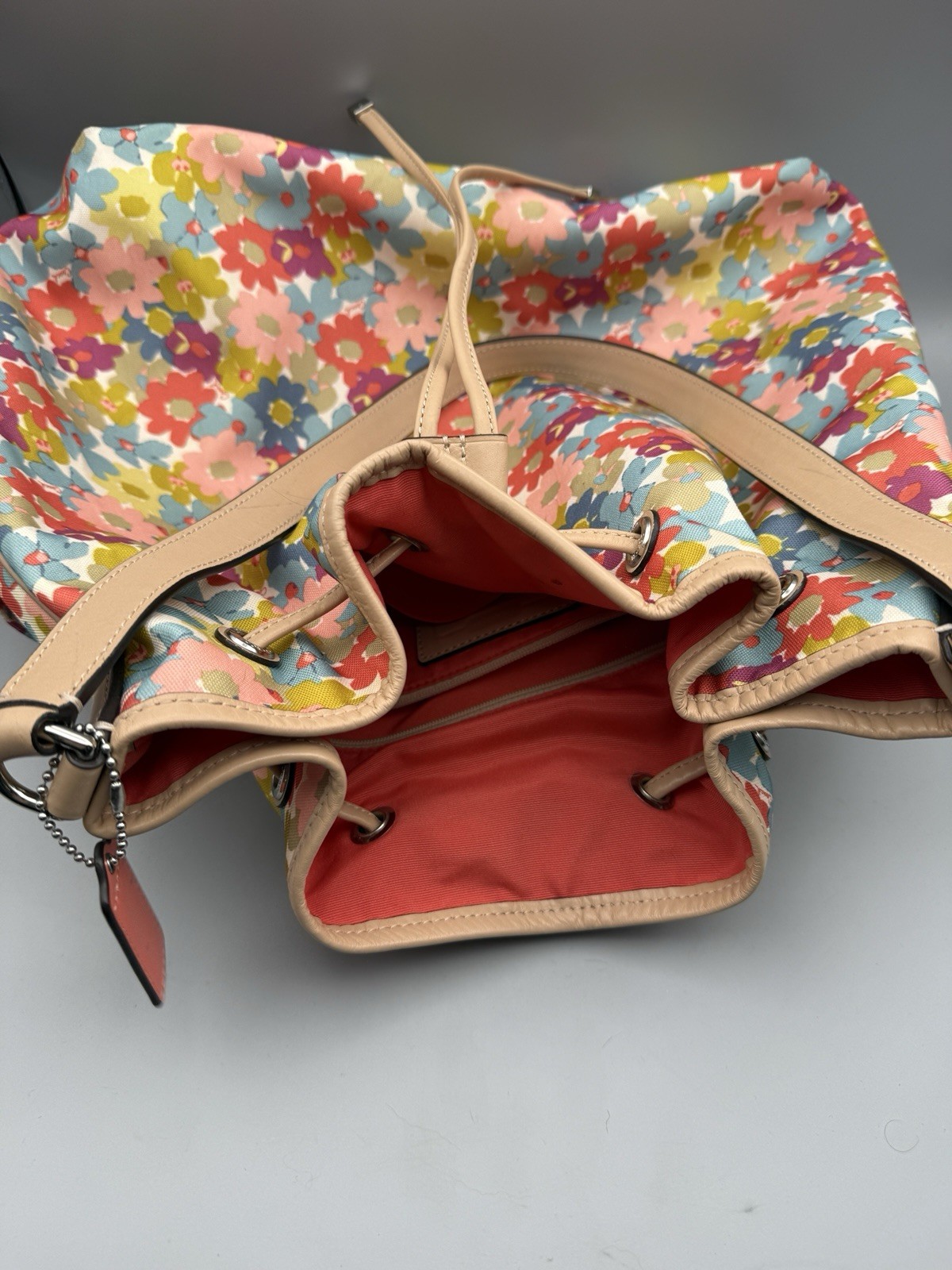 Coach Peyton Floral Print Coated Canvas & Leather Large Multicolor Bag F28922