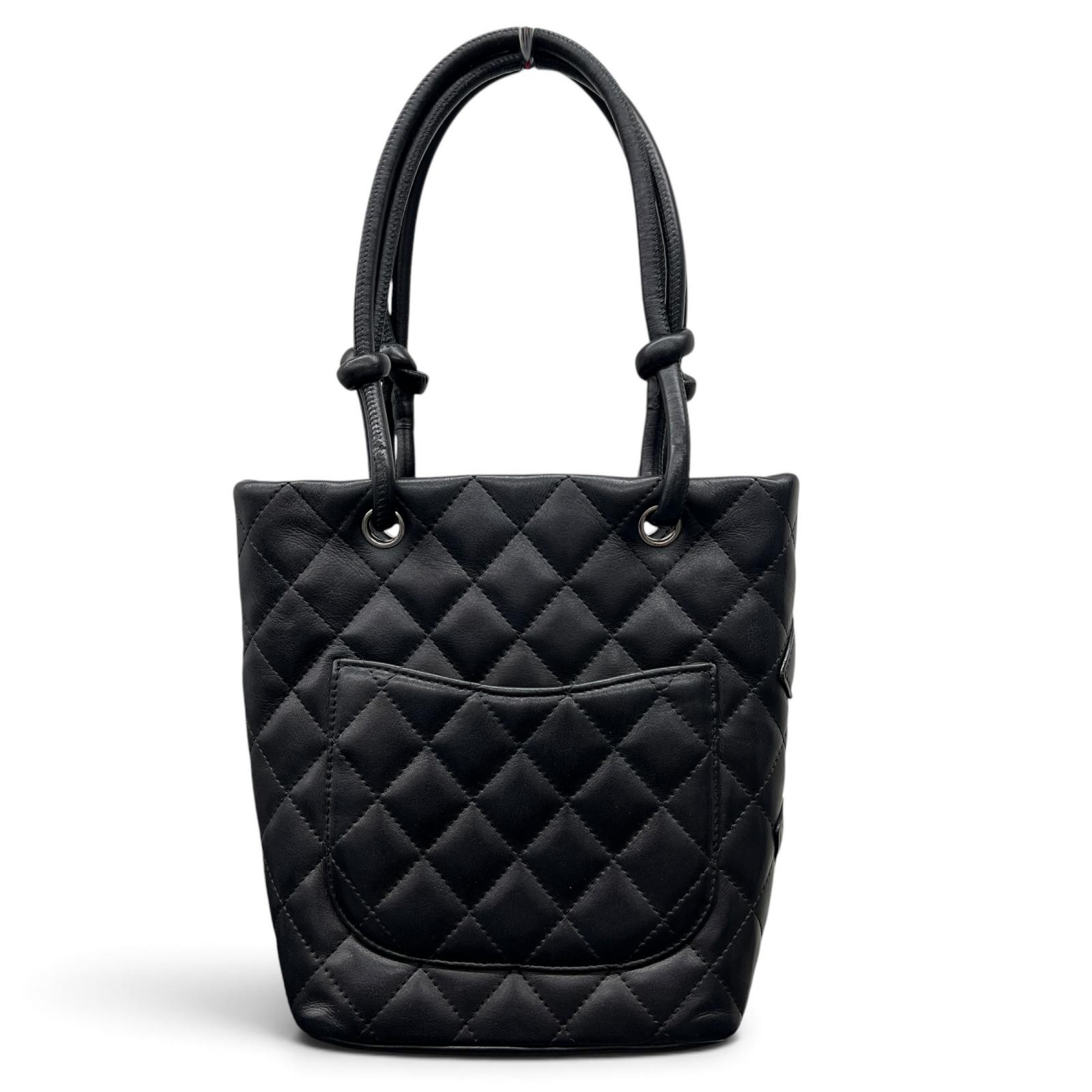 CHANEL A25166 Cambon Line Small Tote Bag black lambskin Second Hand AB-rank