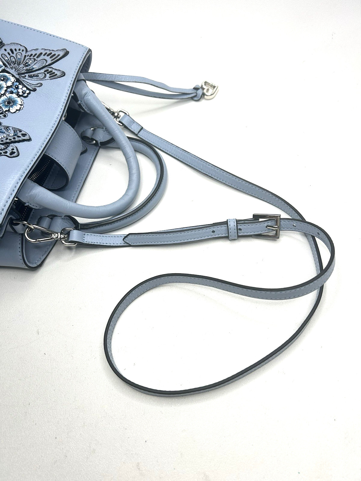 BRIGHTON Masterpiece 3D Nessy Chambray Blue Laser Cut Butterflies/Floral