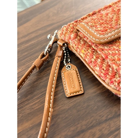 Coach Soho Orange Tweed Herringbone Wristlet Clutch With Hangtag Vintage Y2K 00s