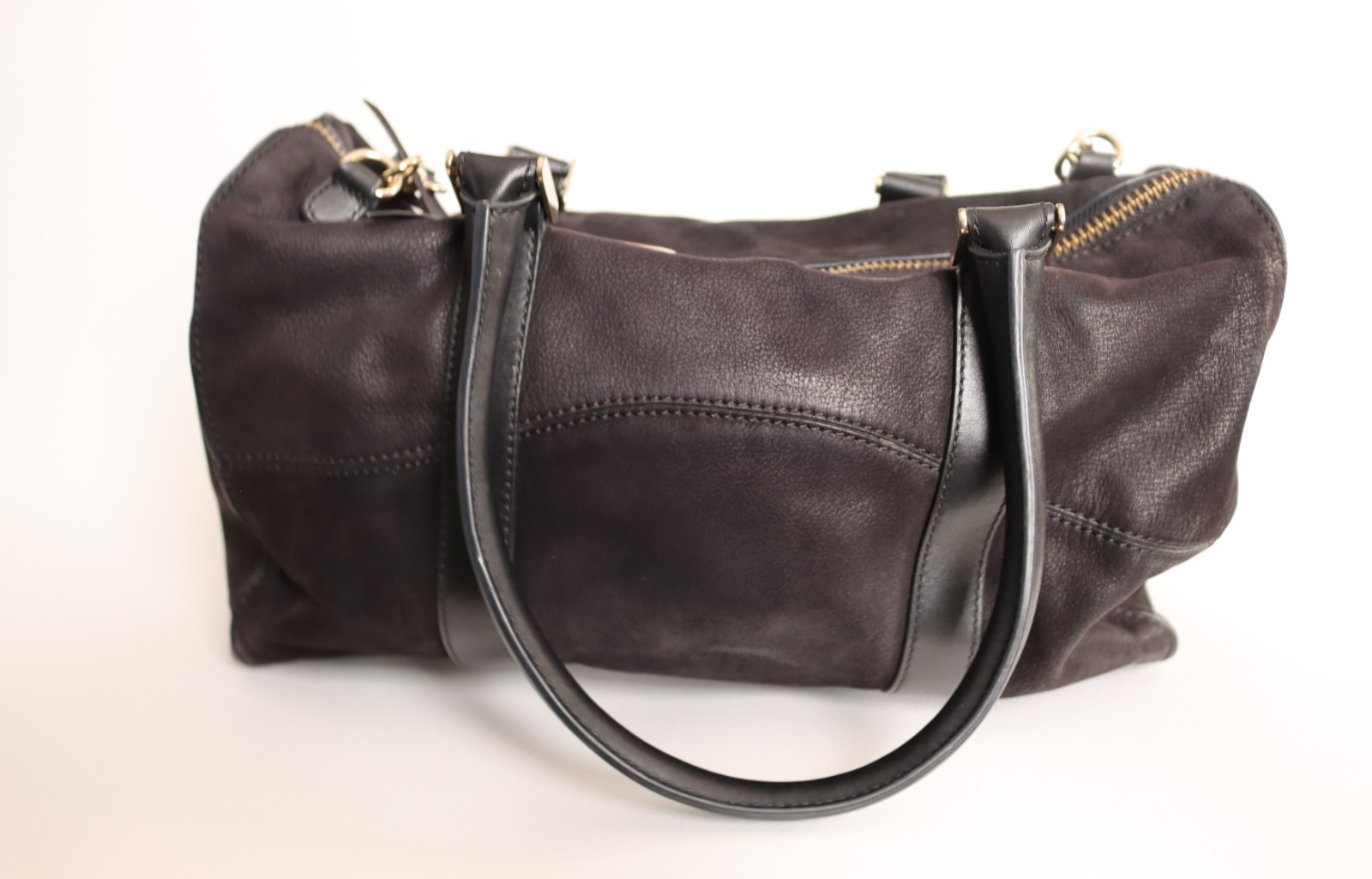 Vanessa Bruno Italian Leather Satchel Shoulder Bag Brown Large France Crossbody