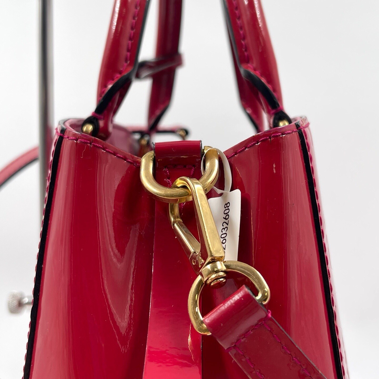 LOUIS VUITTON Montaigne BB Handbag Crossbody Patent Leather Red LV 032608