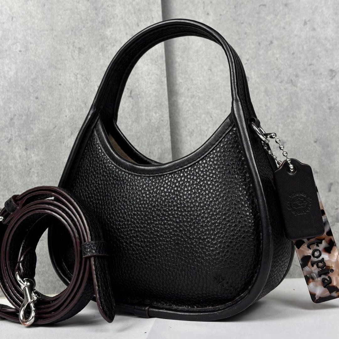 COACH Leather 2WAY Shoulder Bag Crossbody Half Moon