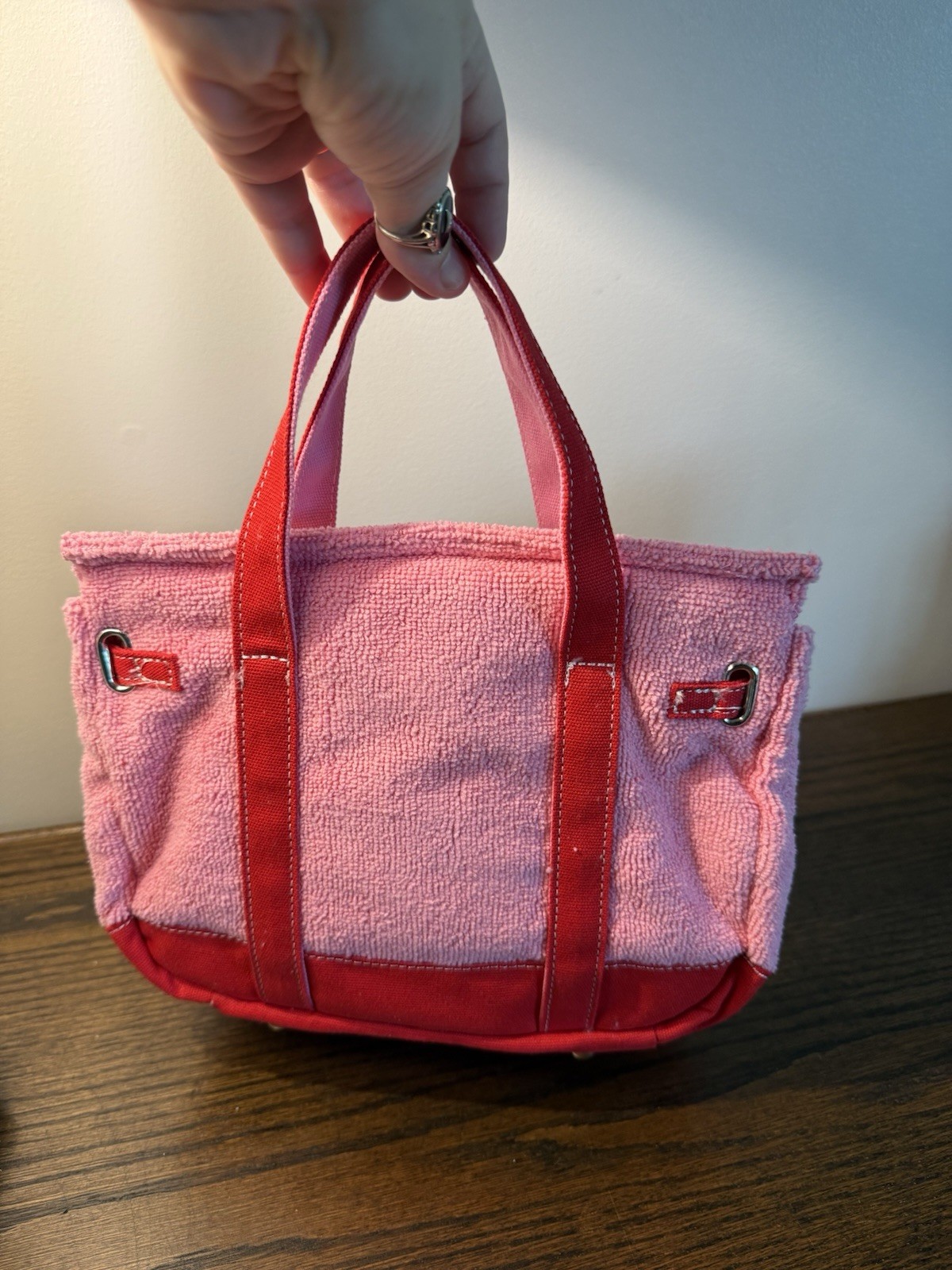 NEW SUNWIN Madaket Terry Cloth Tote Bag Bubblegum Pink Red LARGE & SMALL Boatkin