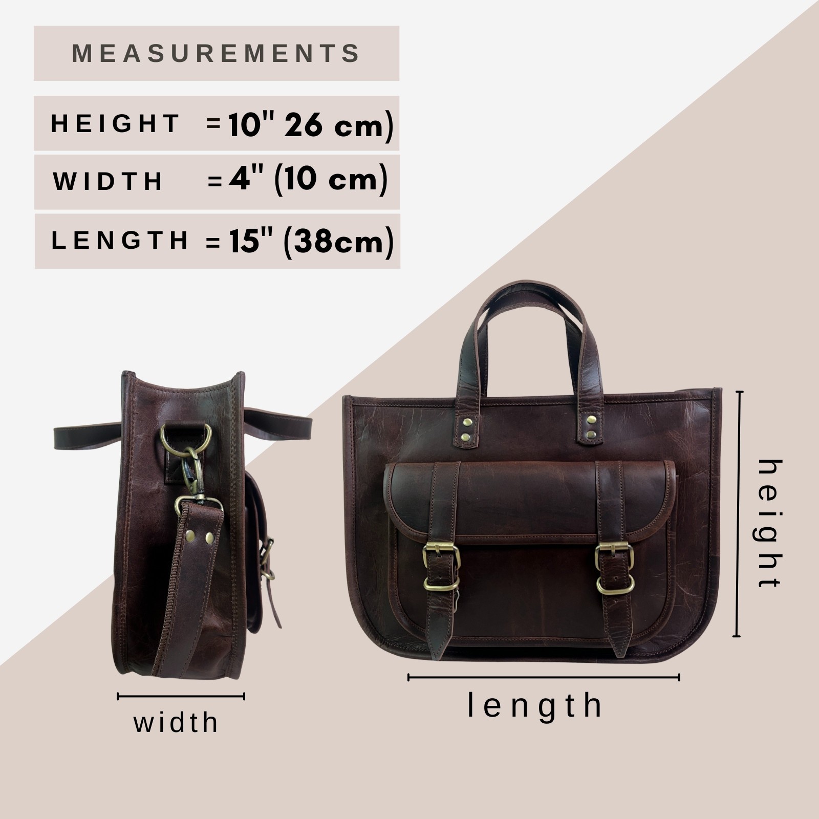 Women’s Leather Tote Bag Medium Briefcase Office Messenger Laptop Brown Handbag