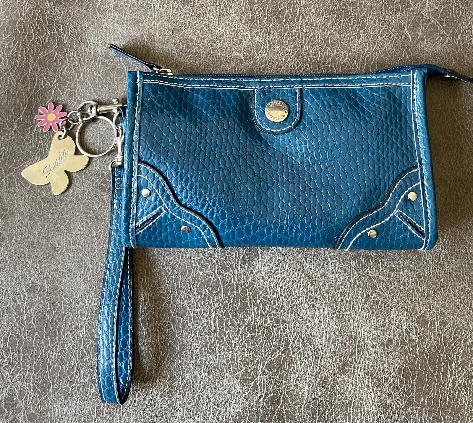 Strada Turquoise Wristlet W/Charms Inside Pocket Polyvinyl chloride (Vinyl)