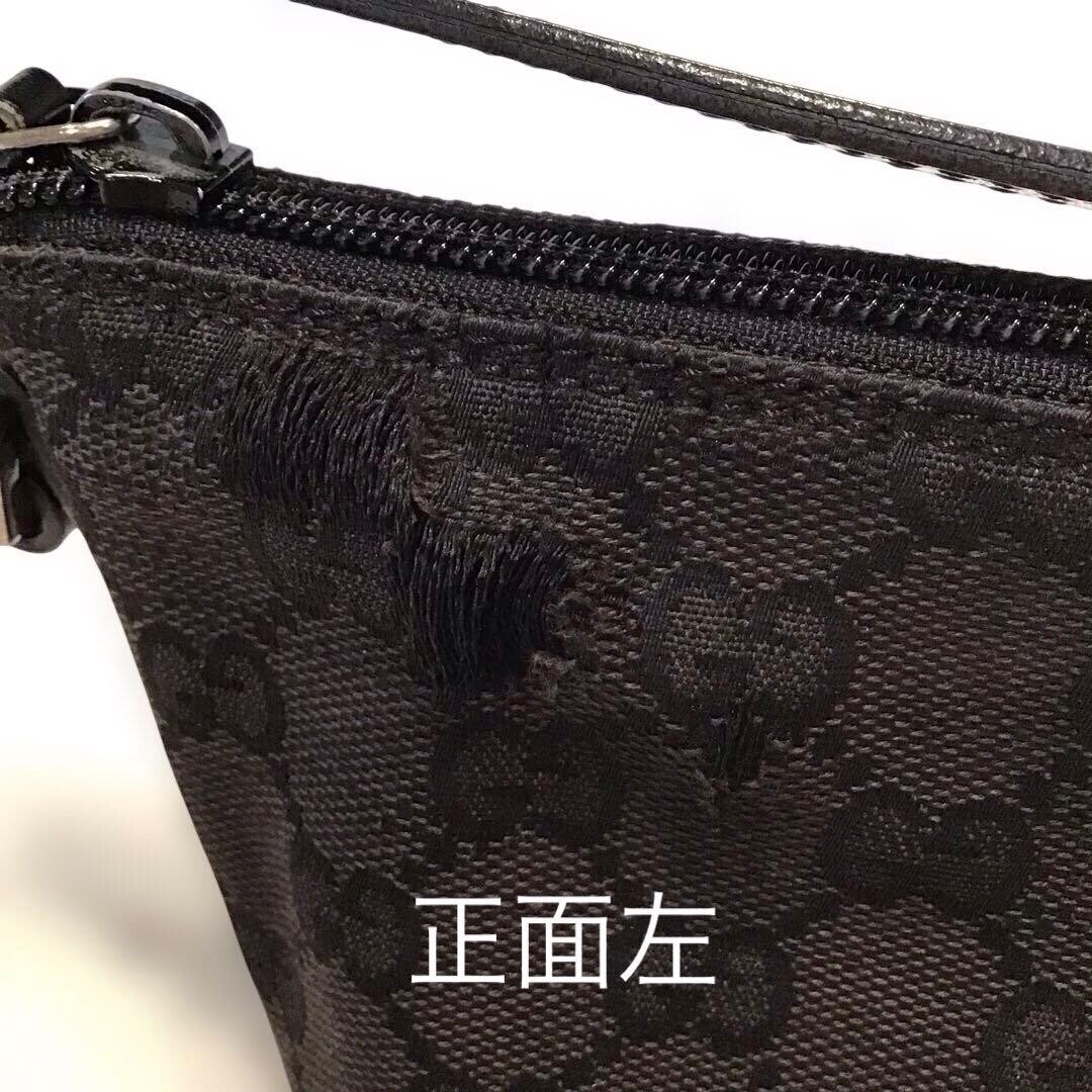 GUCCI Boat Bag Pochette GG Canvas Black Vintage Authentic From Japan