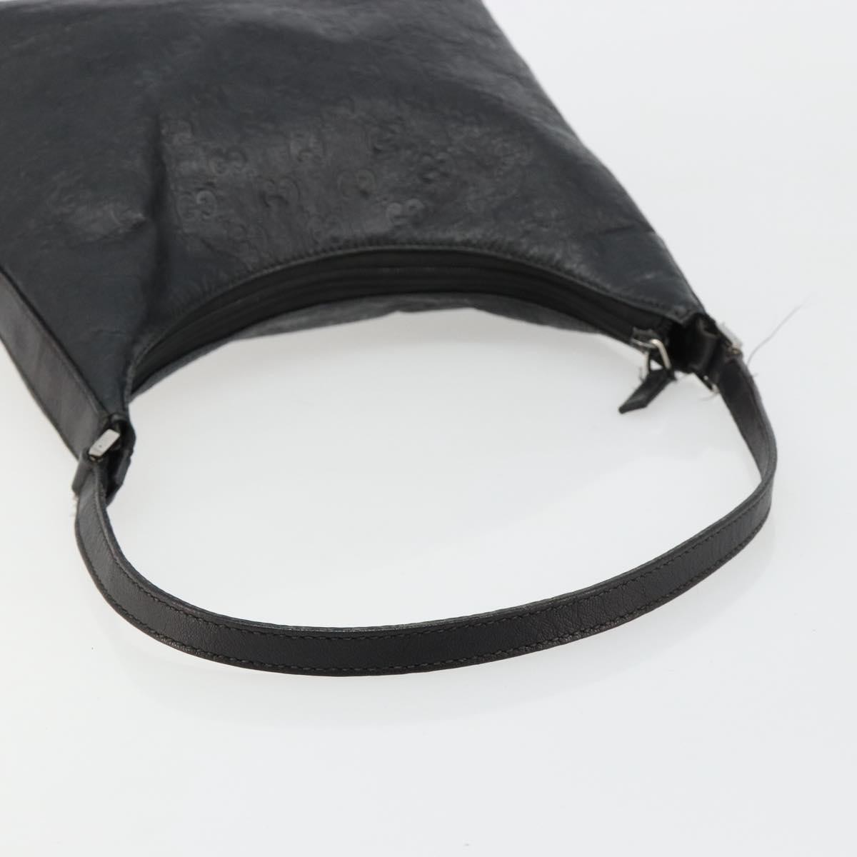 GUCCI GG Canvas Guccissima Shoulder Bag Leather Black Silver 257282 Auth ka4401