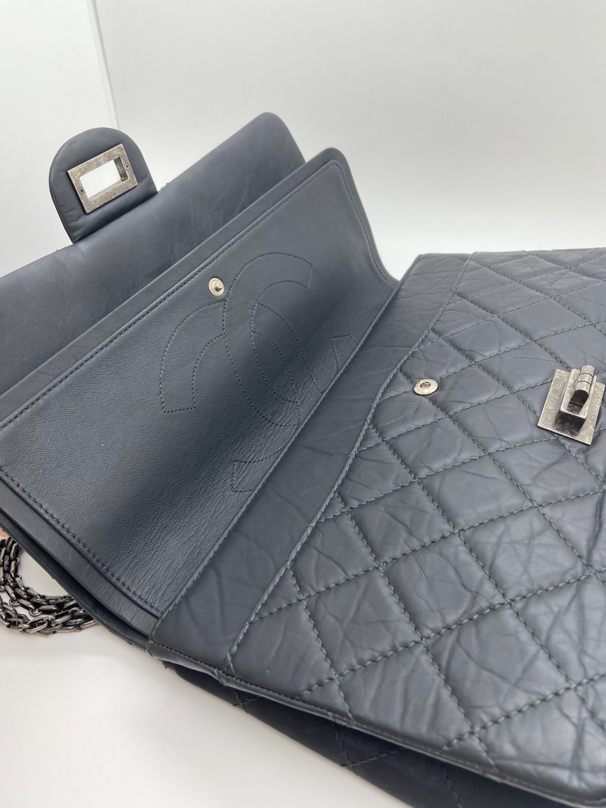 Chanel 2.55 Reissue Dark Gray Aged Calfskin Ruthenium Tone HW Crossbody
