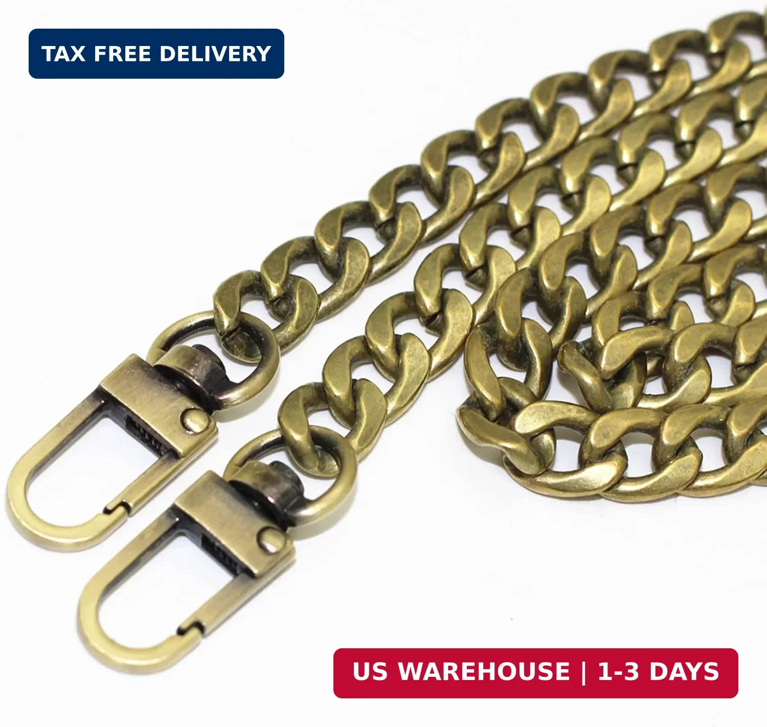 Antique Brass Iron Flat Chain for Purse and Bag Strap Replacement 47 Inch