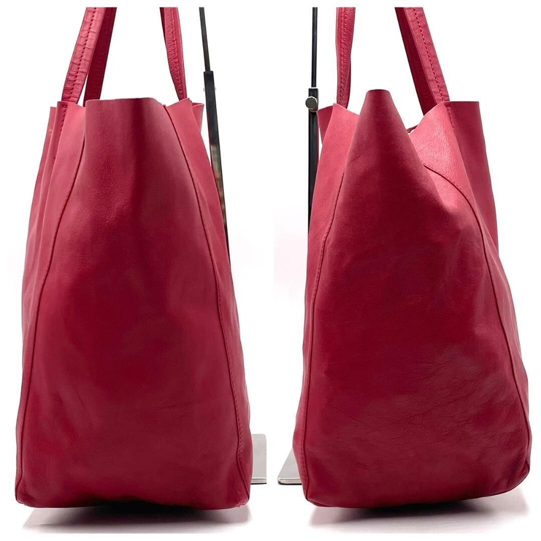 Celine Horizontal Cabas Tote Hand Bag Phoebe Red Leather Shoulder Bag
