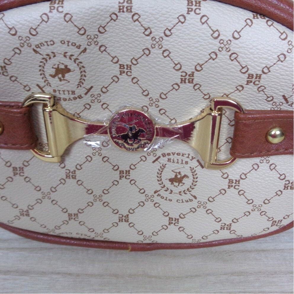 BHPC Beverly Hills Polo Club Cream Brown Vegan Leather Small Crossbody Purse