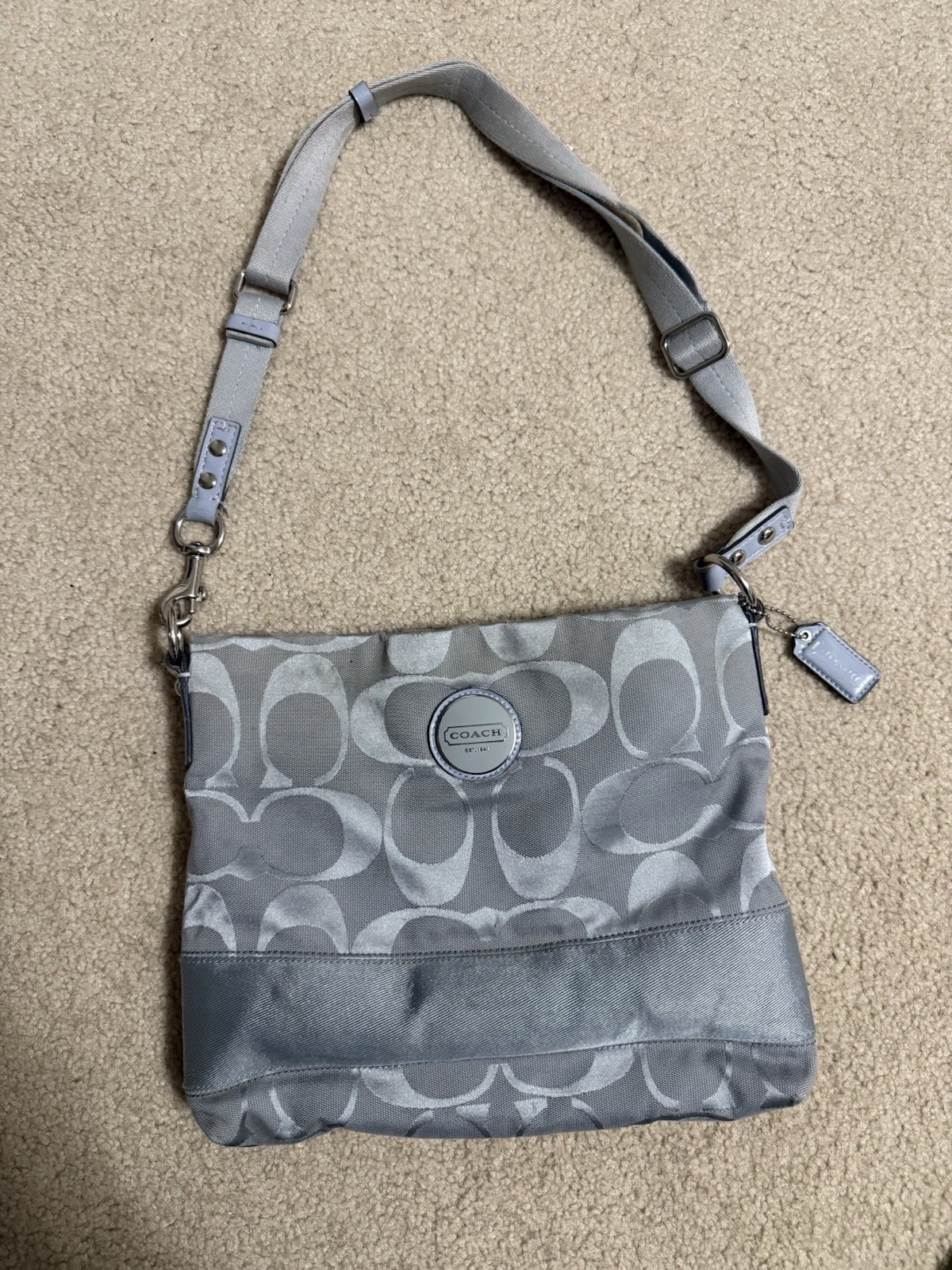 Vintage Coach Blue And Gray Bag