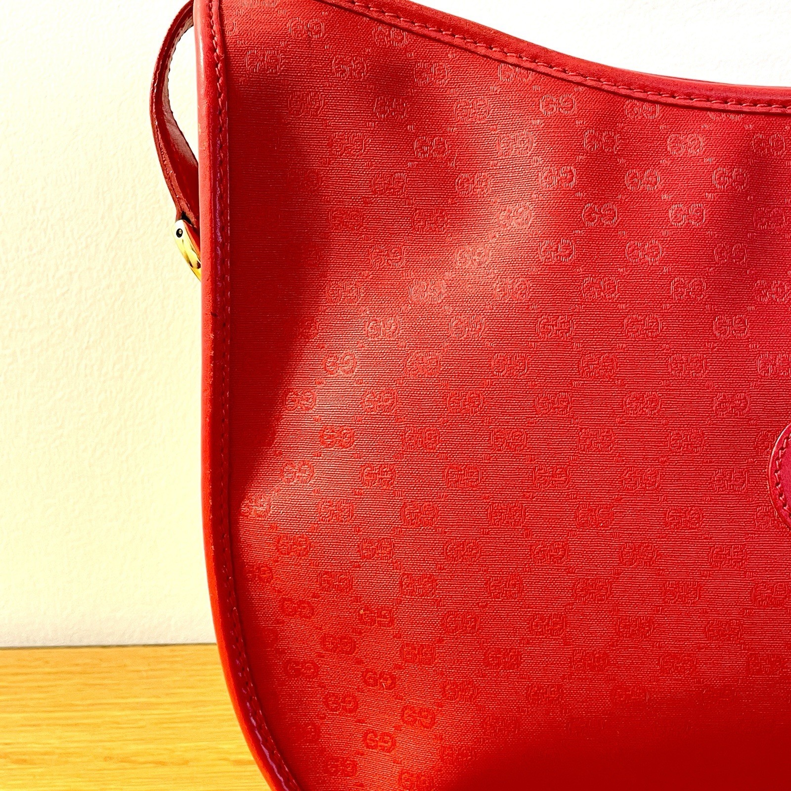 GUCCI Collector Accessory Collection Bag, Red Microguccissima GG, 1970s-80s