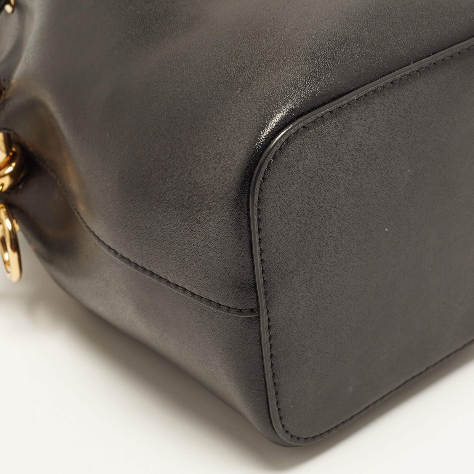 Fendi Black Leather Mini Mon Tresor Drawstring Bucket Bag