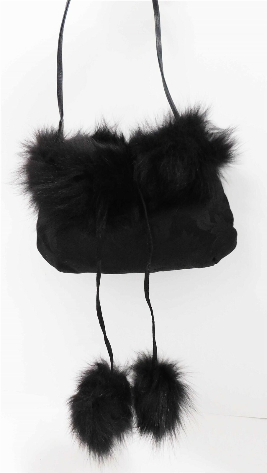 Desmo Italy Black Fur Trim Small Shoulder Bag
