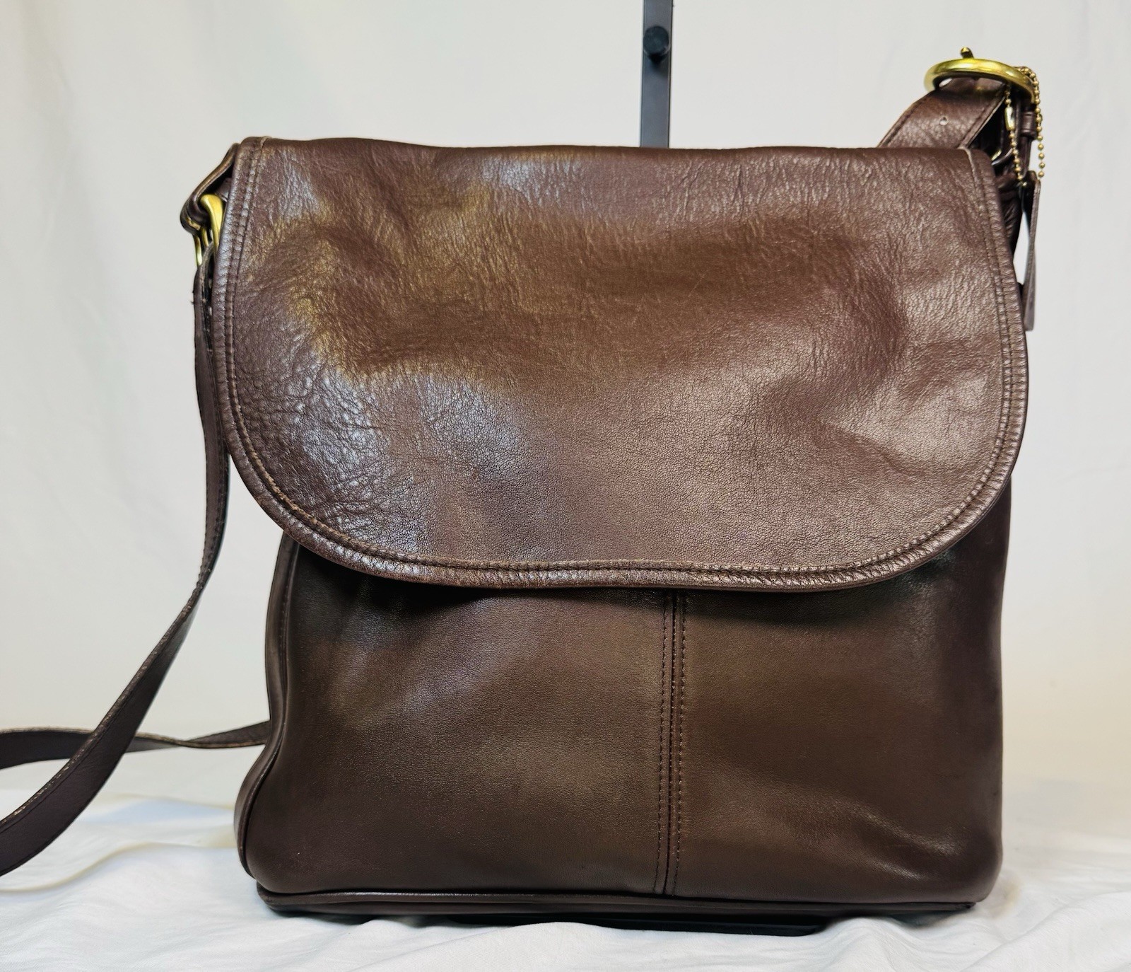 Vintage Coach 4115 Whitney Flap Crossbody Brown Leather Authentic Made In USA