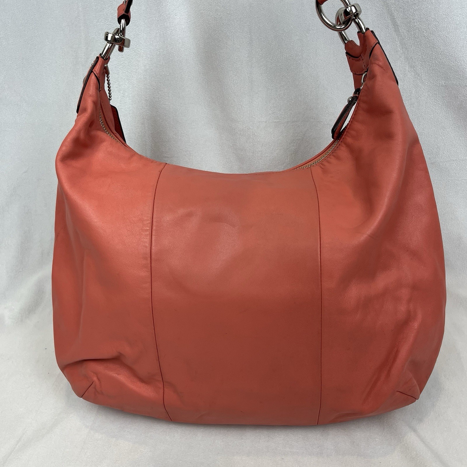 Coach Kristin F22309 Coral Pink Large Smooth Soft Leather Hobo Shoulder Bag