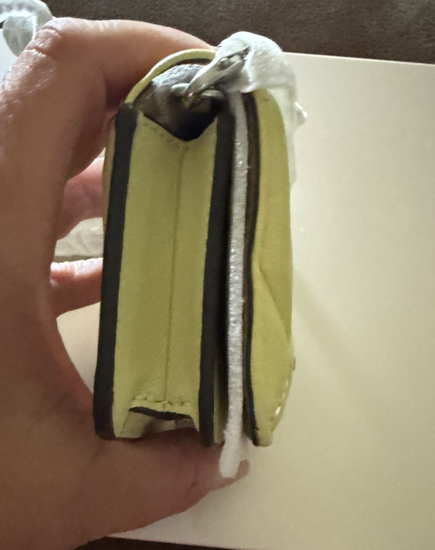 Coach Mini Wallet On A Chain With Puffy Diamond Quilting Pale Lime CJ528 NWT