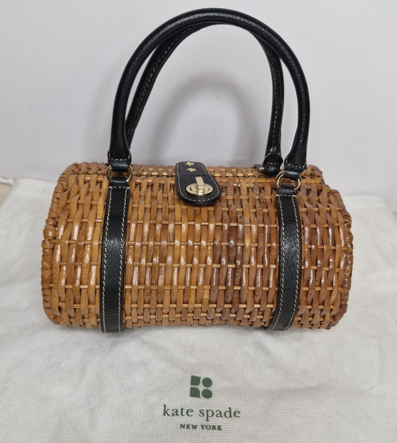 Kate Spade New York Woven Monaco Roll Bag Cute Good Condition Latch Close