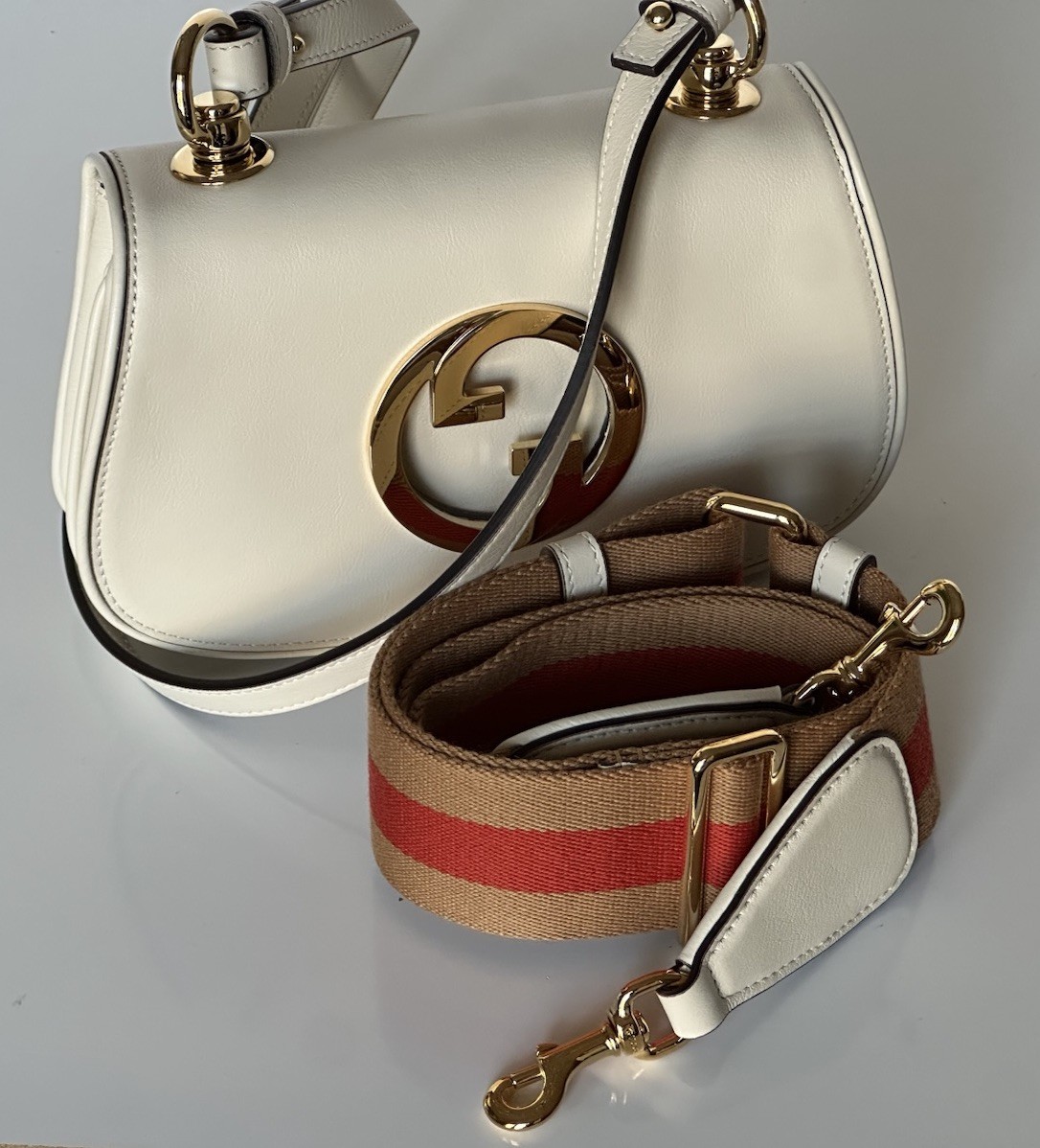Gucci Blondie Calf Leather White Mini Shoulder Crossbody Bag Italy 698643 NWT