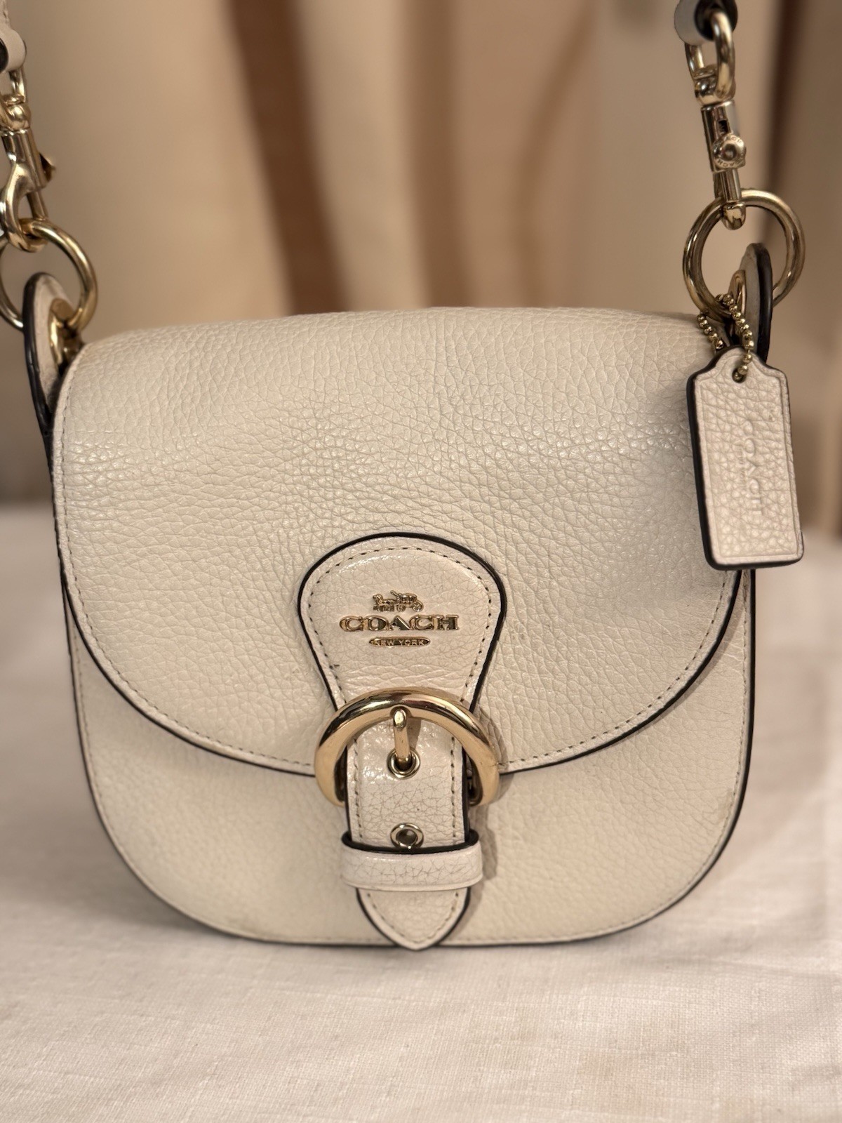 COACH Logo Shoulder Bag Shoulder Bag leather White C5685 Women