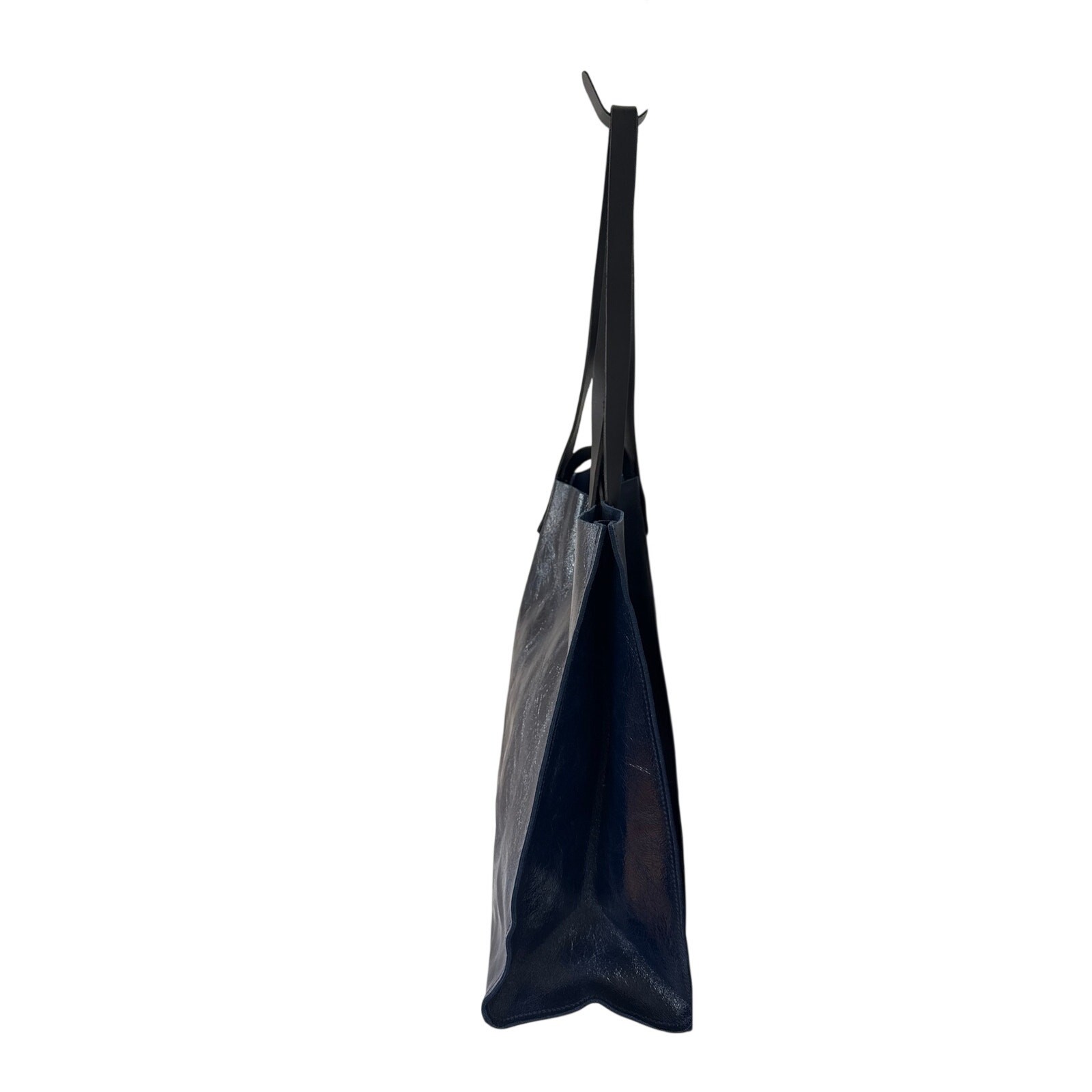 Lost & Found Large Patent Leather Tote Bag in Blue and Black New Paris