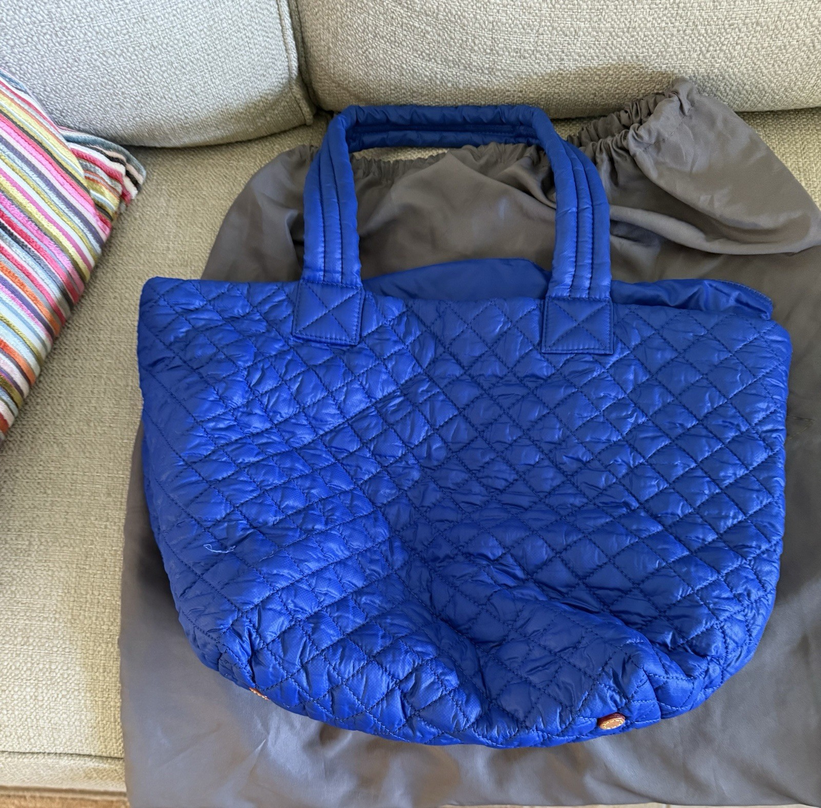 MZ Wallace Women’s Blue Zip Tote w/ Dust Bag, Lined, Inner Pockets