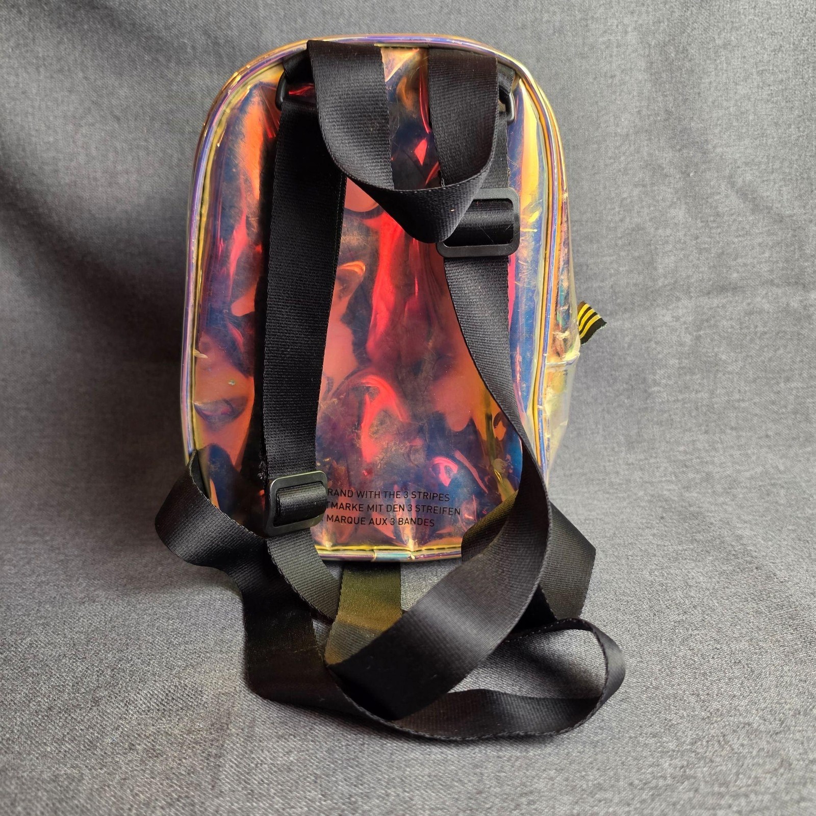 Adidas Originals Backpack Unisex Mini Gold Holographic PVC Casual Bag Small